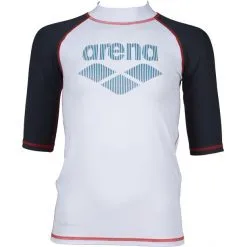 Arena Rash SS UV Vest Boys white/ash grey