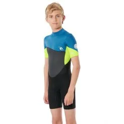 Rip Curl Omega SS Back Zip Suit Boys neon lime -Paddling Sales Store rip curl omega ss back zip suit boys neon lime 3