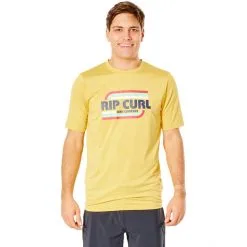 Rip Curl Yeh Mumma UV Short Sleeve Shirt Men retro yellow