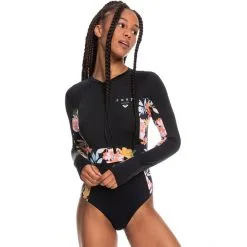 Roxy PT Beach Sporty LS Front Half Zip Onesie Women anthracite s island vibes